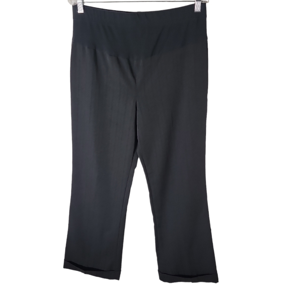Oh Baby by Motherhood black pinstripe maternity dress pants size medium cuff leg